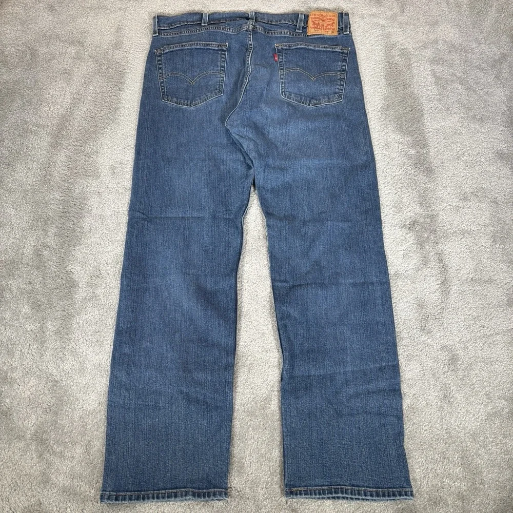 Levis 505 Jeans Mens 38x32 Regular Fit Straight Dark Wash Blue Denim Stretch